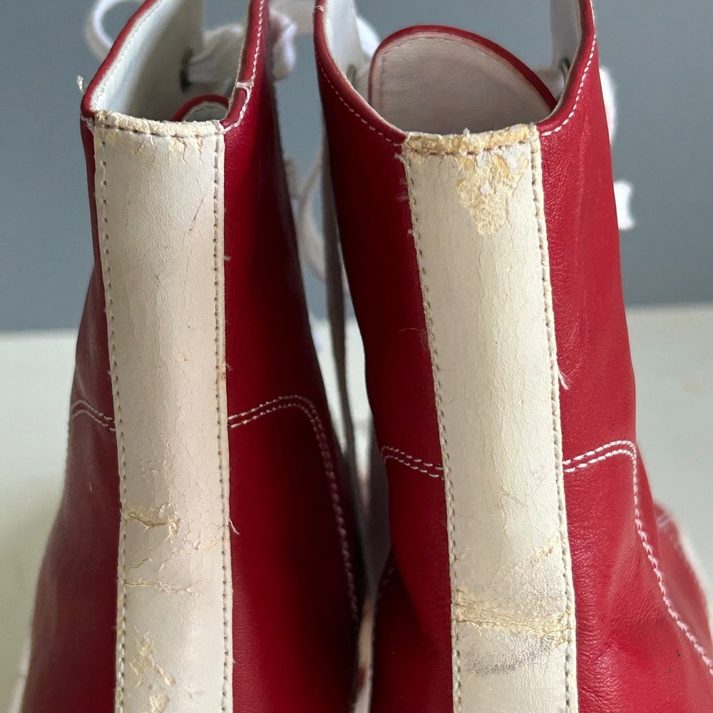Y2K Steve Madden Kitten Heel High tops size 8.5 Red Leather Boots Streetwear - Picture 12 of 13